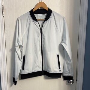 DKNY White and Black Bomber Jacket